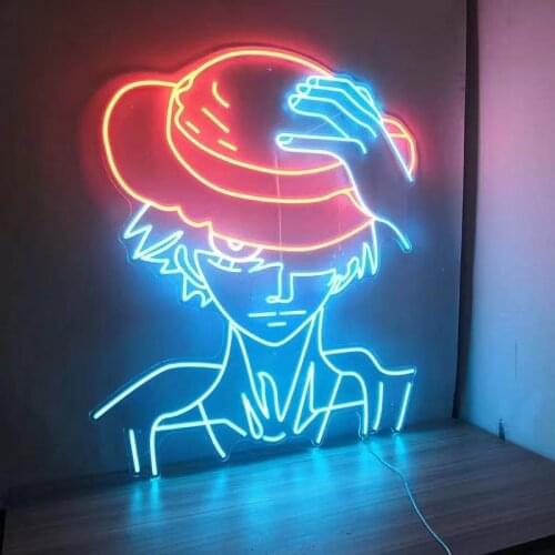 Custom Led Cartoon Characters Luffy Custom Neon Sign Light Home Wall Party Decor 12V Creating Vibes Kids Gift
