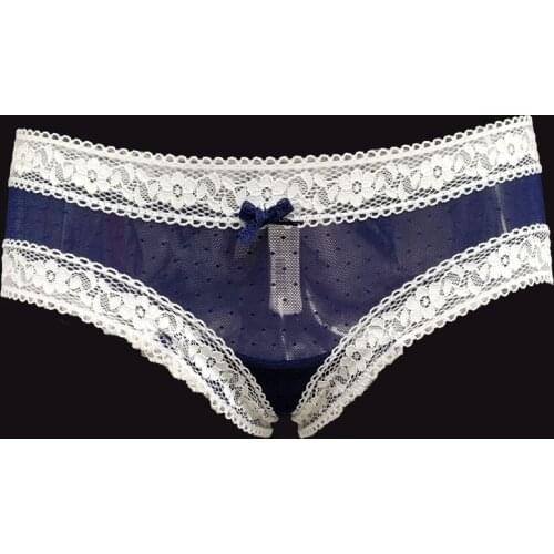 3pcs Blue white New Lace Bow Comfortable Sexy Panties for Women Fashion Feminine Brief Underwear for Lady Lingerie Gift BR006