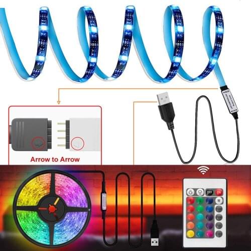 USB LED Strip Lights 5050 RGB 220V 1-5M Bluetooth TV Backlight Ribbon Band Tape 12V with Controller for Room PC Table Decoration