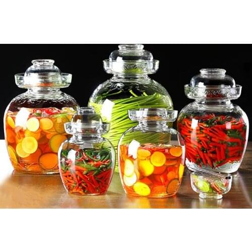 Thicken Glass Pickle Jars Korea Kimchi Jar Pickling Radish Chili Cabbage Sealed Storage Container Night Stain Pickled Bottle Jar