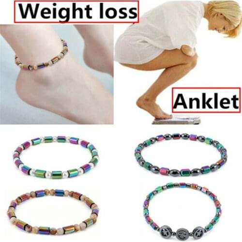 Weight Loss Hematite Magnet Anklet Colorful Stone Magnetic Therapy Bracelet Chain Anklet Weight Loss Product Body Slim Jewelry