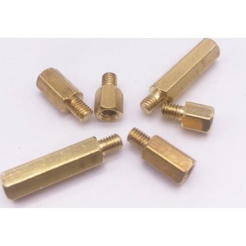 Wkooa Short Male Threads M3 Spacer Standoff Brass Screws Nuts Hex Threads Pillar Male to Female Pack 100