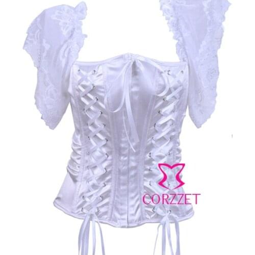 Sexy Satin Lace up Corsets With Bandage Overbust Corset White/ Red/ Black Lingerie Women Bustiers Waist Slim Trainer For Ladies