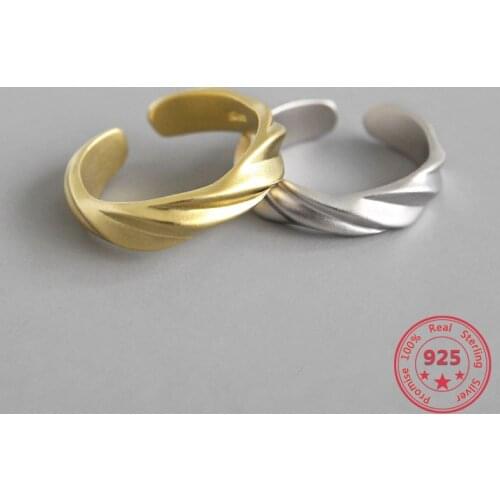925 Silver Ladies Open Ring Bohemia Fashion Simple Twist Luxury Brand Womens Ring