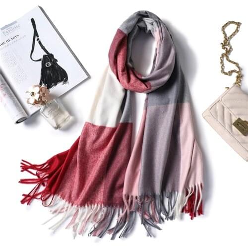 2020 winter scarf for women shawls wrap fashion plaid warm thick cashmere scarves lady pashmina female bandana quality Tassel