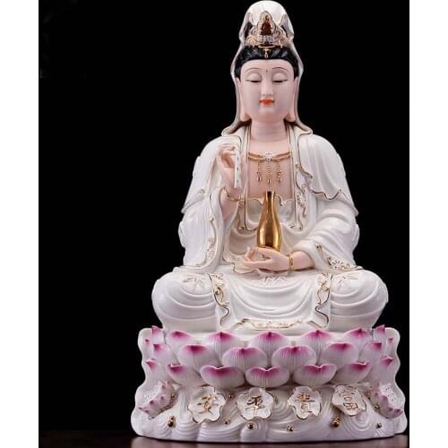 2021 TOP high-grade God home family efficacious Talisman FENG SHUI Handmade Guanyin Buddha Porcelain carving Sculpture statue