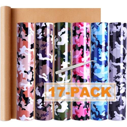 25cm*30cm Heat Transfer Vinyl Film 17 Pack Iron On Vinyl Heat Press Machine Cutting Plotter T-Shirt DIY with Weeding Tool