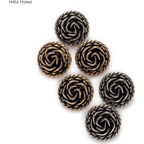 5pcs Retro Rose Pattern Round Metal Shank Buttons Sewing Scrapbooking Home Clothing Replace Handmade Crafts Accessories Decor