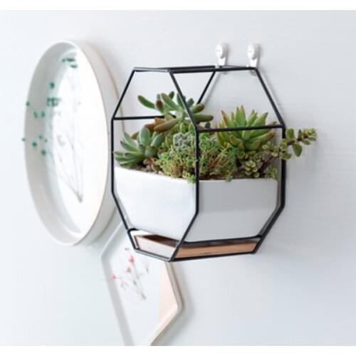 Nordic Style Living Room Decoration Accessories Wall Planter Ceramichome Decorations Gold Wrought Wall-Hung Interior Desktop