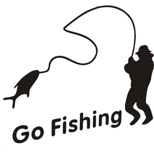 Cartoon Waterproof Car Sticker Reflective Go Fishing Style Pvc Car Window Tail Fashion Sticker Decoration Black/white Red/laser