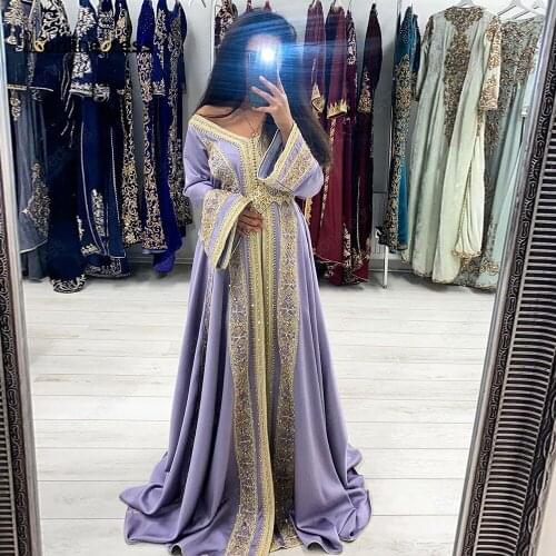 Bbonlinedress Moroccan Caftan Evening Dresses Embroidery Appliques Arabic Muslim Formal Party Gowns Plus Size Prom Dress