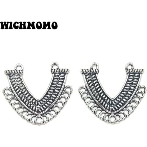 2019 New 34*38mm 5pieces/bag Retro Zinc Alloy V Chain shape Connectors Linker with Groove Diy Jewelry Earring Accessories