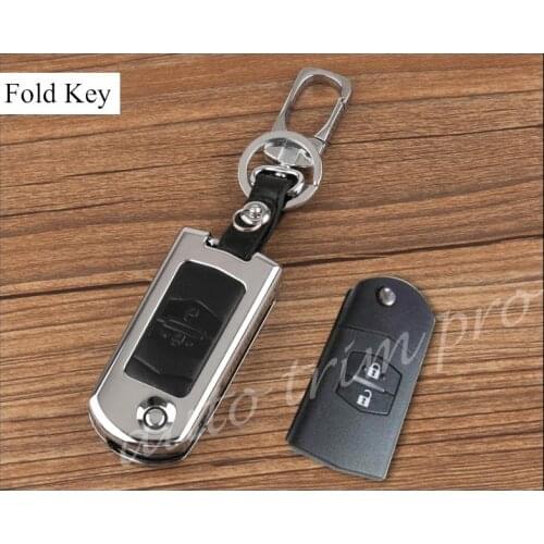 Key Case Fit For Mazda 3 5 6 2004-2013 Accessories Shell Holder Bag Box Ring Fob Cover 2 Buttons Metallic Style