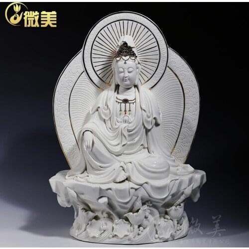 Dehua ceramics 16 inch Avalokiteshvara Buddha Guanyin Guanyin Buddha Guanyin ornaments