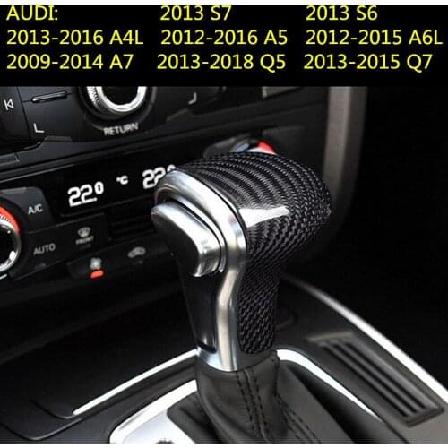 For Audi A4L A5 Q3 Q5 A6L A7 Q7 Carbon Fiber Gear Shift Knob Cover Fit Left & Right Hand Drive car 2012 2013 2014 2015 2016 -ON