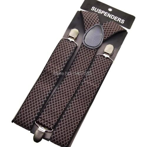 120cm Mens Suspender 3.5cm wide women Big plussize Suspenders 3 Clip-on Y-Back Business brown Braces Elastic BY19