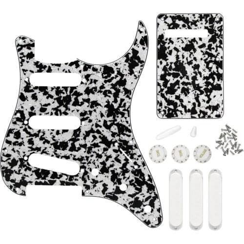 FLEOR 4Ply Guitar Pickguard Set SSS Pickguard Back Plate Pickup Cover Knobs Tip for FD Electric Strat Accessories