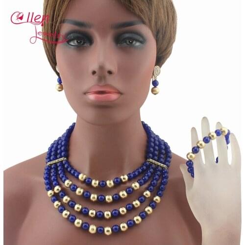 Splendid Moonstone Beaded African Fashion women necklace Set earrings Nigerian Wedding Jewelry Set Free Ship W13756