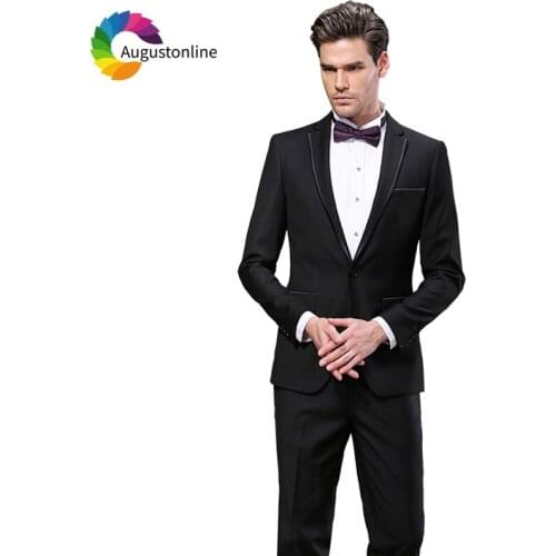 Tailored Formal Black Men Suit Regular Fit Wedding Groomsmen Suit Groom Tuxedo Best Man Blazer Jacket Pants 2Piece Costume Homme