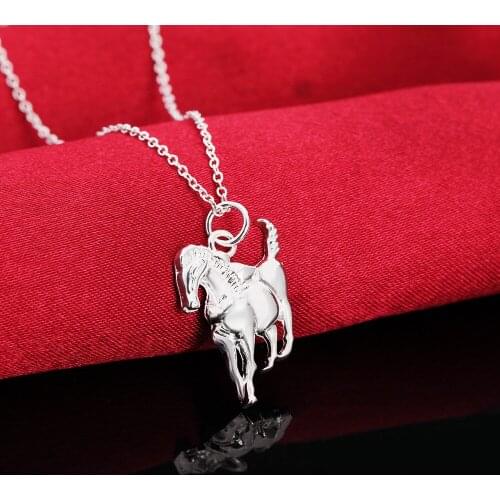 Hot 925 Sterling Silver elegant horse pendants Necklace For Women man fashion noble party Wedding Jewelry brands Holiday gifts