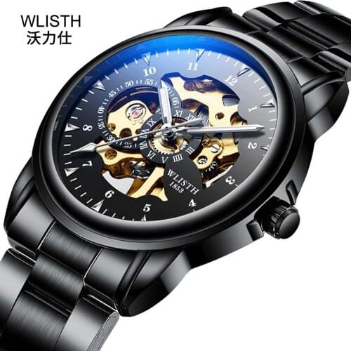 Mechanical Watches 2020 WLISTH Brand Luxury Tourbillon Wrist Watch for Men Clock Skeleton Automatic Watch Men Black Mens Watch