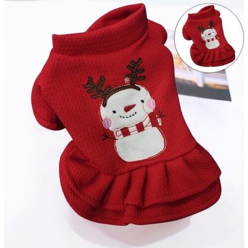 Fashion Pet Cat Dog Christmas Clothes Cute Sweatshirt Snowman Autumn And Winter Comfort Pet Cat Dog Warm Coat Jackets #065