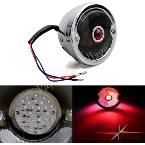 Motorcycles Steel Chrome Smoke 12V LED Rear Taillight Brake Light Streetfighters Tail Lamp for Car 1933-1936 Chopper