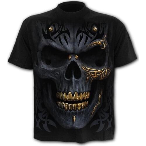 New Scary Skull Mens T-shirts Mens Punk 3d Shirts Summer Fashion Tops O-neck T-shirt Boys Clothing Streetwear Size Xxs-6xl