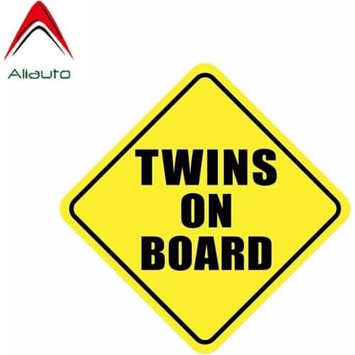 Aliauto Caution Car Sticker Twins on Board Auto Decoration PVC Decal Waterproof for Chevrolet Aveo Passat B6 Vw Beetle,14cm*14cm