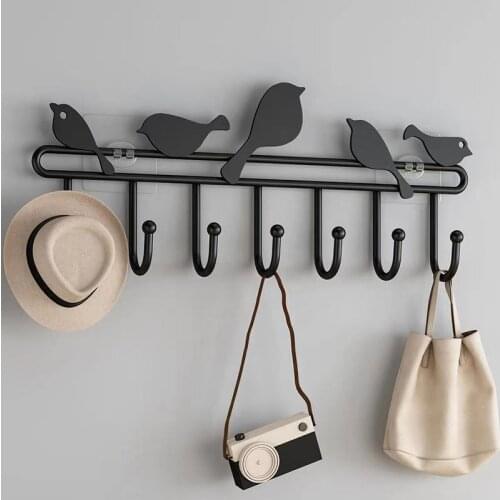 Behind The Door Wall Hooks Clothes Hanging Rack Strong Adhesive Coat Hooks Shelf Without Punching a Row Of Hooks Decorative Rack