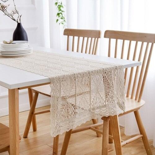 Table Runner Handmade Crochet American Country Retro Style Table Runner Wedding Decoration Hotel Ddecoration Tablecloh