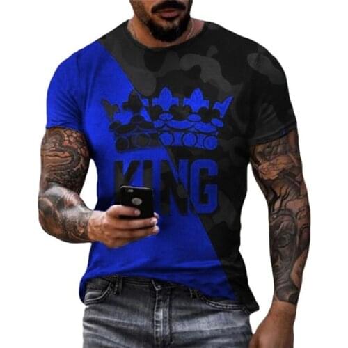 New Summer Popular Crow King Pattern Printing Man Clothing Casual Oversized Sportswear T Shirt For Men Loose
