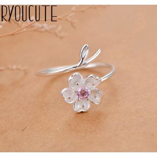 Bohemian New Cheery Flower Rings for Women Lady Open Rings Statement Jewelry Anillos