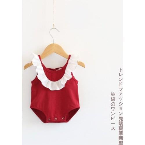 0-24M Newborn Kids Baby Girl Clothes Backless Sleeveless Summer Romper Elegant Red Casual Sunsuit Cute Lovely Cotton Outfits