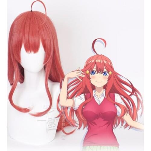 Nakano Itsuki Wig Long Watermelon Red Hair Wig Anime The Quintessential Quintuplets Cosplay Hair Synthetic Cosplay Wig 80cm