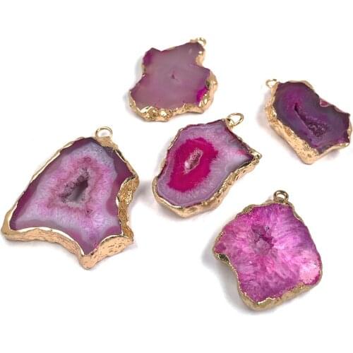 Natural Druzy Agates Pendants Charms Irregular Quartz Pendant for Jewelry Making DIY Accessories Fit Necklace Size 25x30-20x40mm