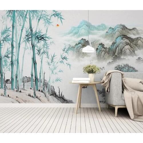 Custom 3D Abstract ink landscape bamboo Photo Mural Wallpaper Living Room Bedroom Home Decor Background Wallpaper Murals