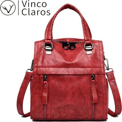 High Quality Backpack Female Leather Vintage Middle Size Designer Backpacks Large Capacity Multifunction Womens Backpack Travel