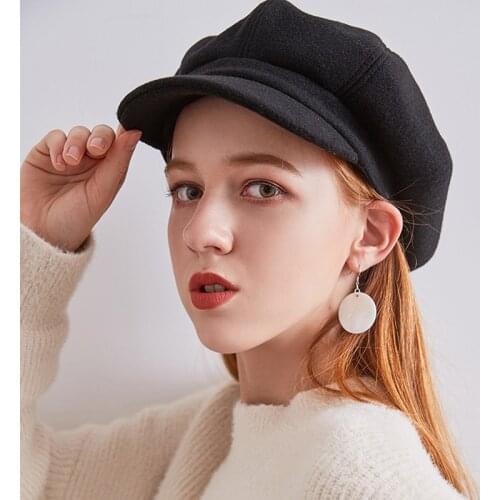 K91 New Literary Retro Hat Wool Noble Beret Hats Man Female Unisex Autumn And winter Painter Hat Woolen Cap