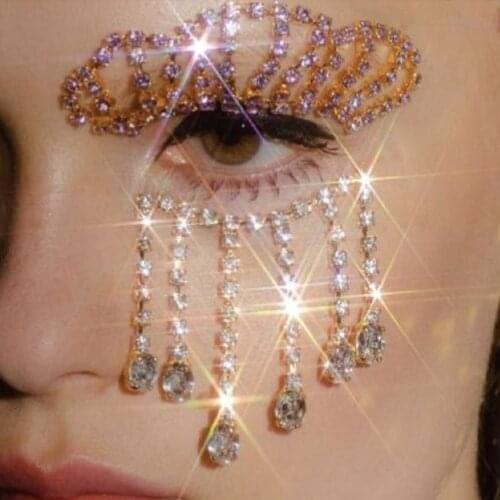 Stonefans Rhinestone Long Tassel Eye Face Chain Jewelry Masquerade Cover for Women Ladies Party Bling Face Accessories Jewelry