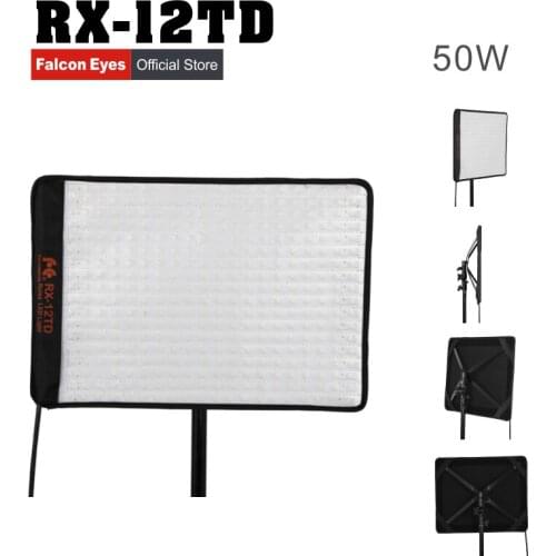 FalconEyes LED Photography Lighting 50W Bi-Color Waterproof Portable Video Light Professional Photo Lamp For Film/Studio RX-12TD
