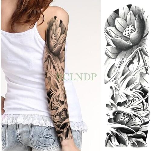 Waterproof Temporary Tattoo Sticker Lotus flower full arm large size fake tatto flash tatoo for men women
