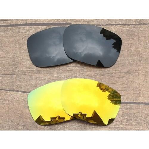 Vonxyz 2 Pairs Stealth Black & 24K Mirror Polycarbonate Replacement Lenses for-Oakley TwoFace Frame