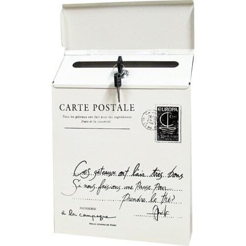 Iron Lock Letter Box Vintage Wall Mount Mailbox Mail Postal Letter Newspaper Box SCVD889