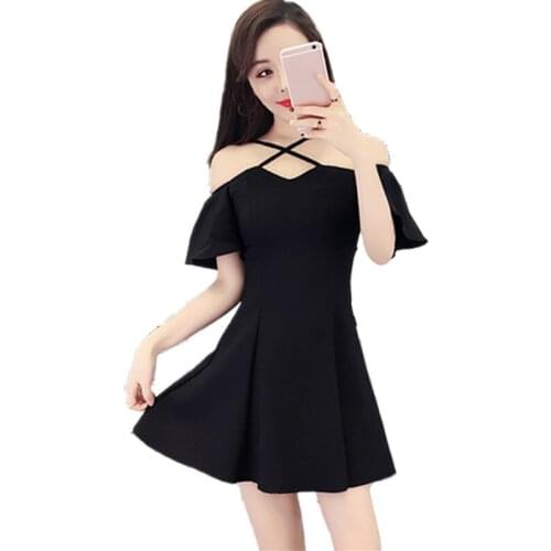 ZB2949 2020 new summer womens with fashion sexy one-word neck shoulder exposed lotus leaf edge slim dress cheap wholesale