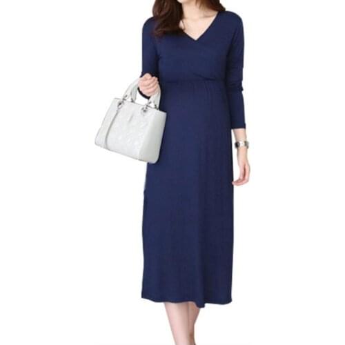Maternity Dress V-Neck Concinnity Clothes For Pregnant Women Girdle The Waist Elastic Pregnancy Dresses Full Dress spring summer