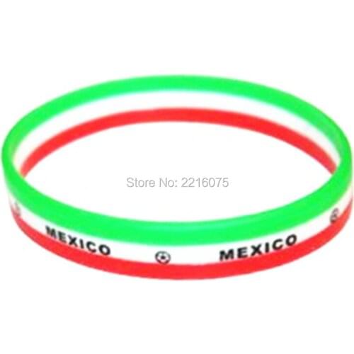 1000pcs Tri-color layer stripe Flag World Cup Mexico wristband silicone bracelets free shipping by DHL express