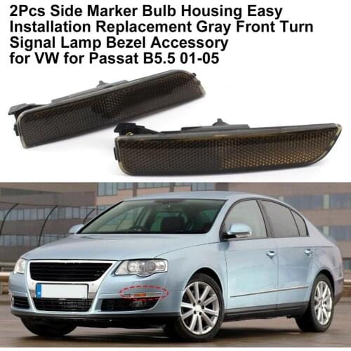 2Pcs Side Marker Bulb Housing Easy Installation Replacement Gray Front Turn Signal Lamp Bezel Accessory 3B0945071 3B0945072 for