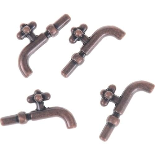 2Pcs Faucet Furniture Dollhouse Bathroom Toys 1:12 Alloy Water Tap Faucet Dollhouse Miniature