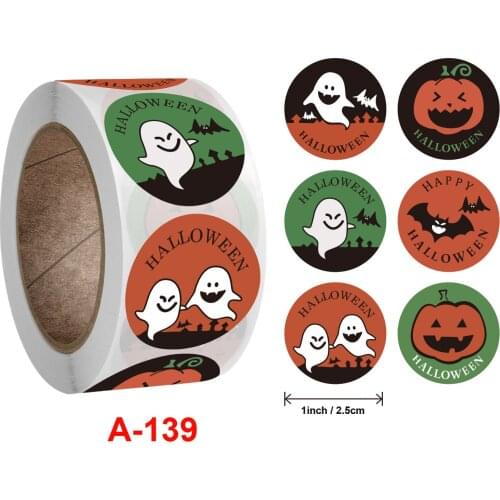 500pcs Halloween Round Stickers Self Adhesive Label Paper Candy Bags Stickers Package Seal Gift Packaging Sealing Craft